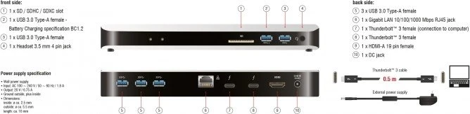 DeLOCK Thunderbolt 3 Dockingstation 5K, Thunderbolt/USB-C 3.0
