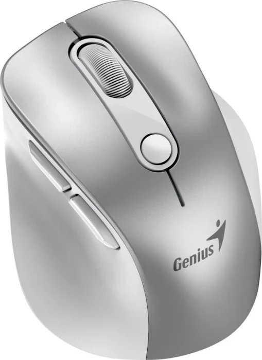 Genius Ergo 9000S Pro Wireless Bluetooth Rechargeable Mini Ergo Silent Mouse, Silver, USB/Bluetooth
