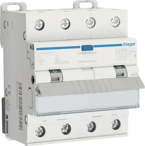Hager Fehlerstrom-Leitungsschutzschalter 4P 10kA C-6A 30mA Typ A