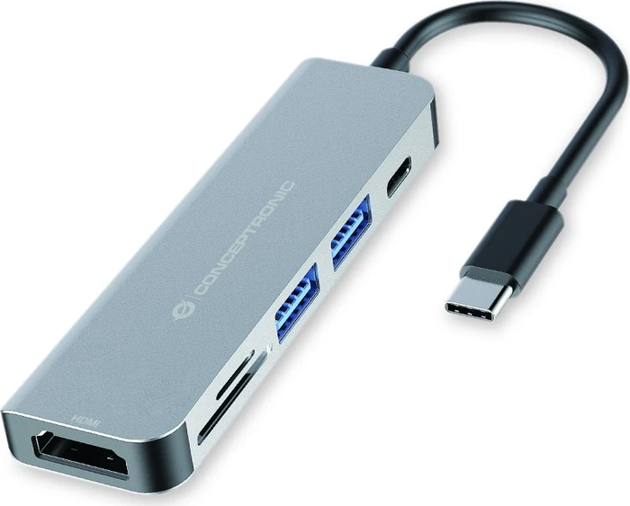 Conceptronic 6-in-1 Dockingstation, USB-C 3.0 [Stecker]