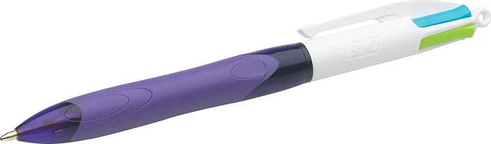 BIC 4 Colours Grip Fun 0.4mm Kugelschreiber (Mine) blau/weiß, Blister