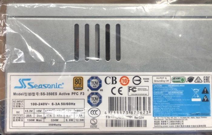 Seasonic 350W, ATX 2.3