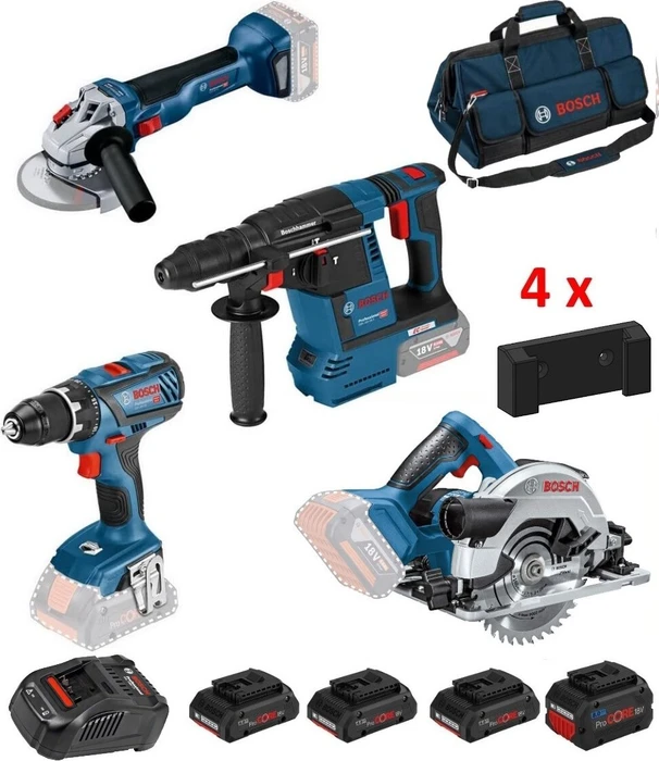 Bosch Professional Akku-Maschinenset inkl. Tasche + 2 Akkus 4.0/8.0Ah (0615990M3C)