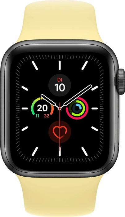Apple Watch Series 5 (GPS) 40mm Aluminium space grau mit Sportarmband zitruscreme