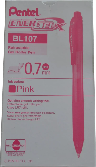 Pentel EnerGel X BL107 0.7mm/0.35mm Gelroller rosa/transparent, 12er-Pack