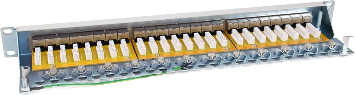 Equip Patchpanel Cat6a, geschirmt, 19", 24-Port, 1HE, 19", 1HE, grau