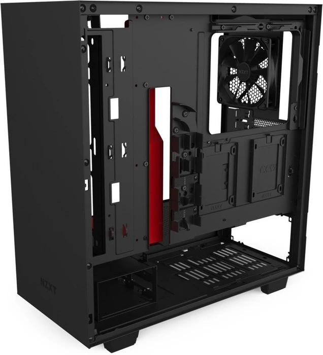 NZXT H510, schwarz/rot, Glasfenster
