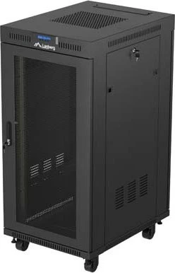 Lanberg 19" Rackschrank 24HE, LCD, freistehend, Flat Pack, V2, Gitternetztür, IP20, RAL 9004, 800mm tief
