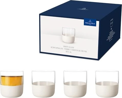 Villeroy & Boch Manufacture Rock Shot Schnapsglas blanc, 4 Stück