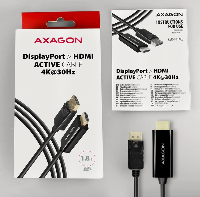 Axagon DisplayPort 1.2/HDMI 1.4b Adapterkabel schwarz, 1.80m