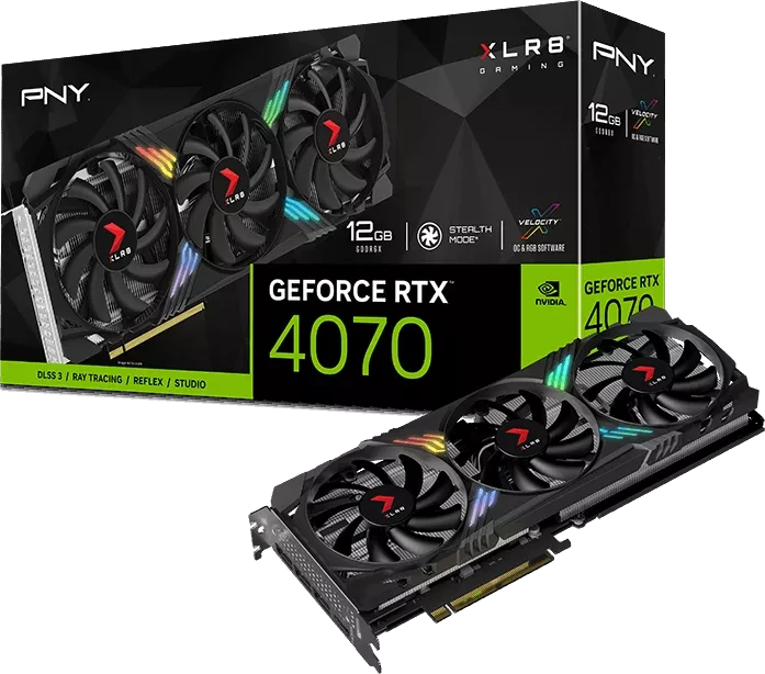 PNY GeForce RTX 4070 XLR8 Gaming Verto Epic-X RGB Triple Fan, 12GB GDDR6X, HDMI, 3x DP