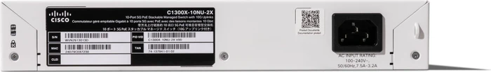 Cisco Catalyst 1300X Rackmount 5G Managed Switch, 10x RJ-45, 2x SFP28, 385W PoE++
