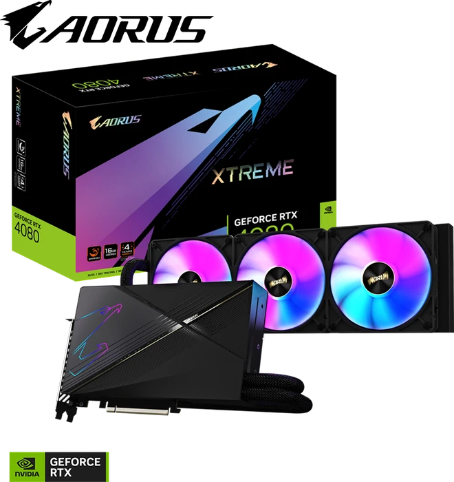 GIGABYTE AORUS GeForce RTX 4080 Xtreme Waterforce 16G, 16GB GDDR6X, HDMI, 3x DP
