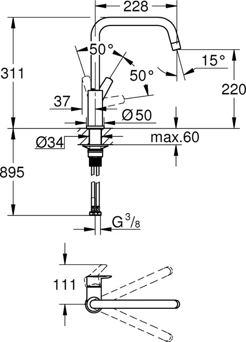 Grohe Start Einhand-Spültischbatterie 1/2" chrom