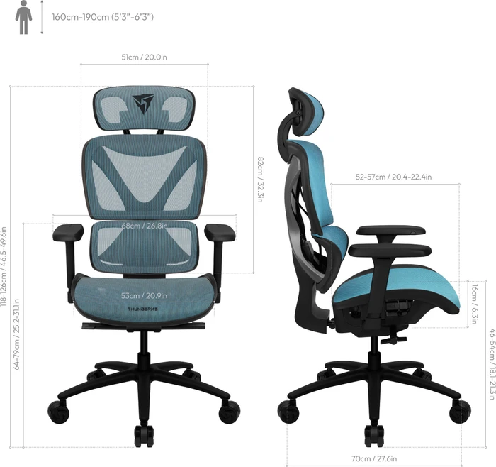 Thunder X3 XTC Chroma Gamingstuhl, schwarz/blau