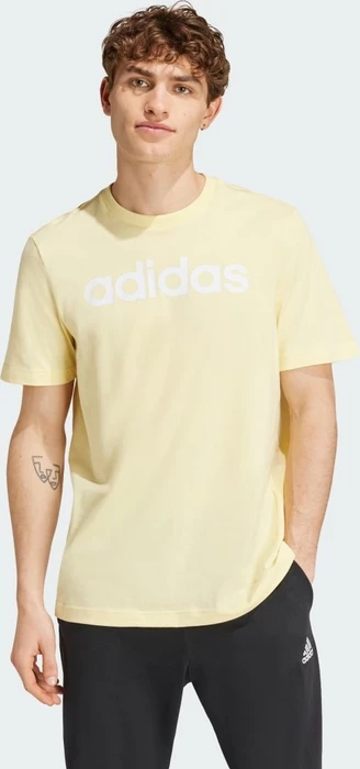 adidas Essentials Single Jersey Linear Embroidered Logo T-Shirt kurzarm almost yellow (Herren)