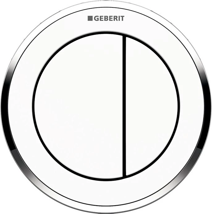 Geberit Typ 10 Fernbetätigung pneumatisch, für 2-Mengen-Spülung, Möbeldrücker, weiß/glanzverchromt
