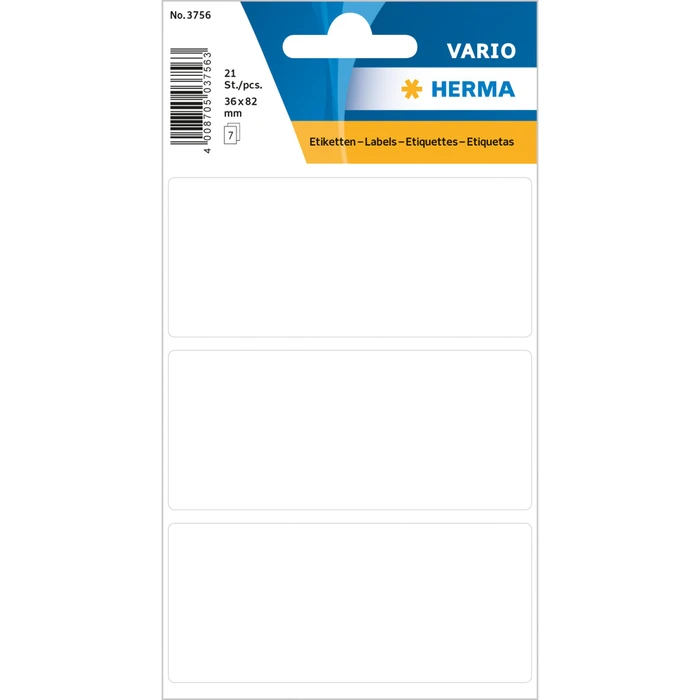 Herma Vielzwecketiketten, 36x82mm, weiß, 7 Blatt (21 Etiketten)