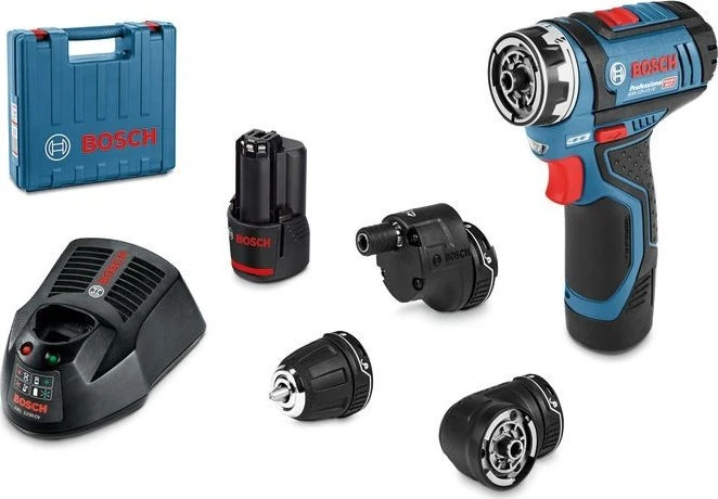 Bosch Professional GSR 12V-15 FC FlexiClick Akku-Bohrschrauber inkl. Koffer + 2 Akkus 2.0Ah + Zubehör