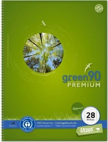 Ursus green90 Premium Collegeblock, A4, Lineatur 28, grün, 80 Blatt