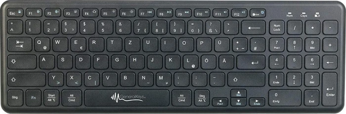 GeneralKeys Multi-Device-Funktastatur, schwarz, USB/Bluetooth, DE