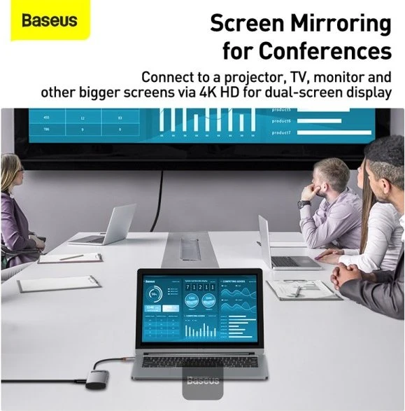 Baseus Metal Gleam 4-in-1 Hub, USB-C 3.0 [Stecker]