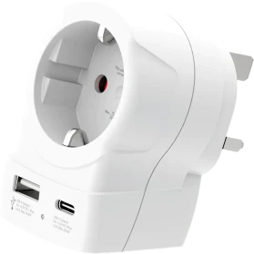 Skross Europe to UK USB AC20PD, 1x USB-A, 1x USB-C