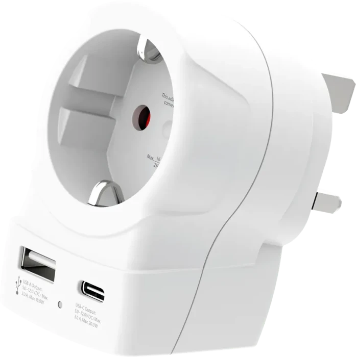 SKROSS Reiseadapter mit USB A+C 20W für UK, Typ G