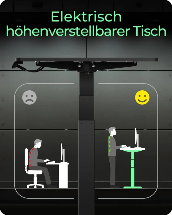 RaidSonic Icy Box IB-EW122B-TT elektrisch höhenverstellbares Sitz-Steh-Schreibtischgestell 140x70cm schwarz