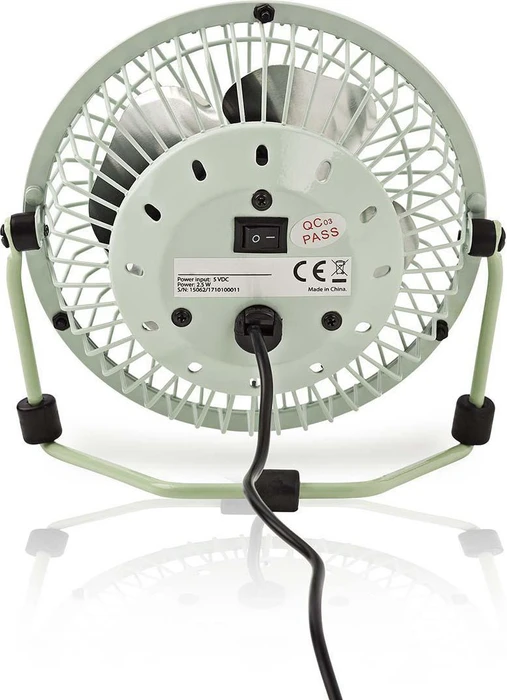 Nedis FNDK1GR10USB Mini Tischventilator aus Metall 10cm grün