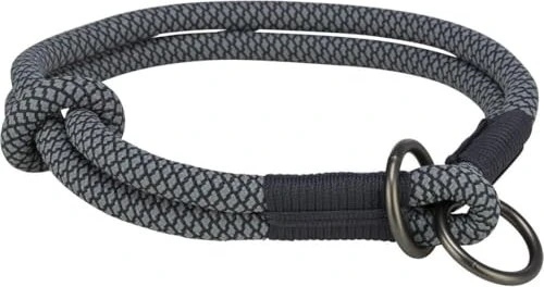 Trixie Soft Rope Zug-Stopp-Halsband, S-M, Schwarz/Grau