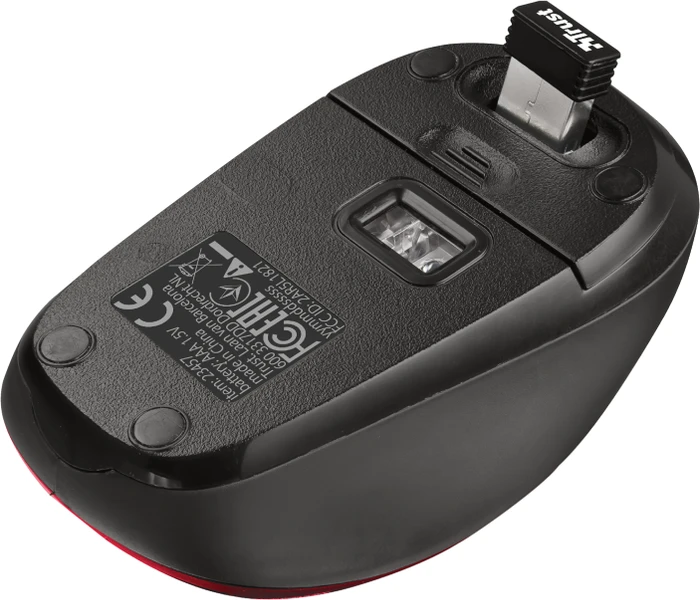 Trust Yvo Wireless Mouse Set mit Wendehülle für 15.6" Laptops, rot, USB