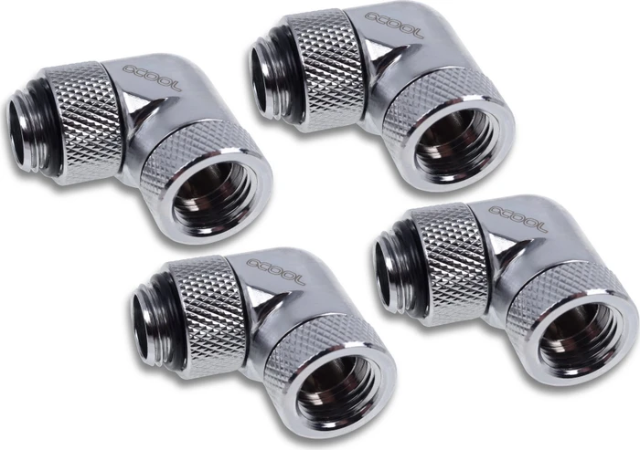 Alphacool Eiszapfen 90° L-Winkeladapter G1/4" AG auf G1/4" IG, verchromt, 4er-Pack