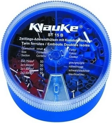 Klauke ST 15 B Streudose mit isolierten Zwillings-Aderendhülsen 2 x 0,75 - 2 x 2,5 mm²