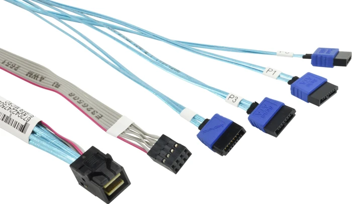Supermicro mini SAS HD x4 [SFF-8643] auf 4x SATA Kabel, 60/60/60/60cm with Sideband Cable