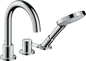 Hansgrohe Axor Uno 3-Loch Einhebel-Wannenrandmischer mit Bügelgriffen polished black chrome