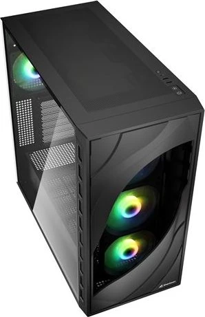 Sharkoon Rebel C80G RGB, schwarz, Glasfenster