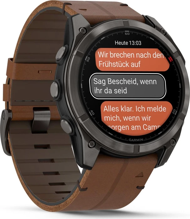 Garmin Fenix 8 Pro 51mm AMOLED carbon grey dlc titanium/chestnut leather