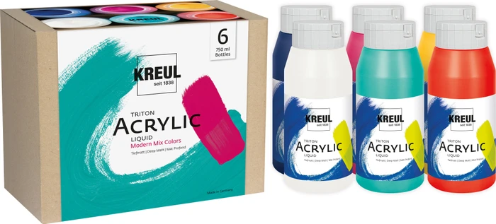 Acrylfarbe Modern Mix Colors, 6 Farben, 750ml, 6er-Set