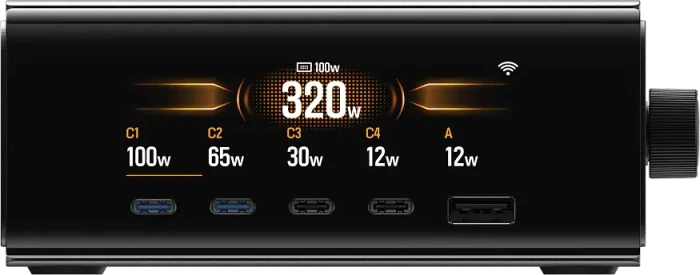 EcoFlow Rapid Pro Desktop Charger 5 Ports GaN 320W schwarz/silber