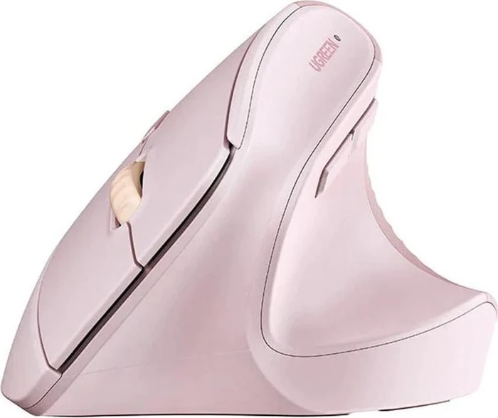 Ugreen M571 Ergonomic Vertical Wireless Mouse, rosa, USB/Bluetooth