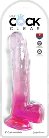 Pipedream King Cock Clear 9" Cock with Balls transparent/pink