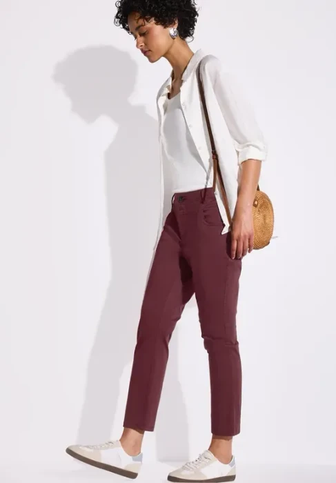 Street One 7/8-Satin Hose dark cherry red (Damen)