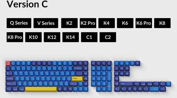 Keychron OEM Dye-Sub Keycap-Set Beach - Version C, Kunststoff (PBT), Beach, blau/gelb, 137 Tasten, ANSI-US