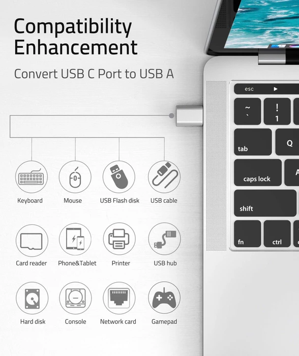 Syntech USB-Adapter, USB 3.0, 5Gb/s, USB-A 3.0 [Buchse] auf USB-C 3.0 [Stecker], Silver, 2er-Pack
