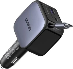 Ugreen Nexode Car Charger 60W with Retractable USB-C Cable schwarz/silber