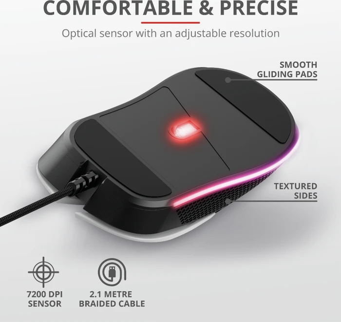 Trust Gaming GXT 922W YBAR RGB Gaming Mouse weiß/schwarz, USB
