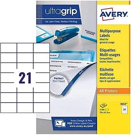 Avery-Zweckform Etiketten, 70x42.3mm, weiß, 100 Blatt (2100 Etiketten)