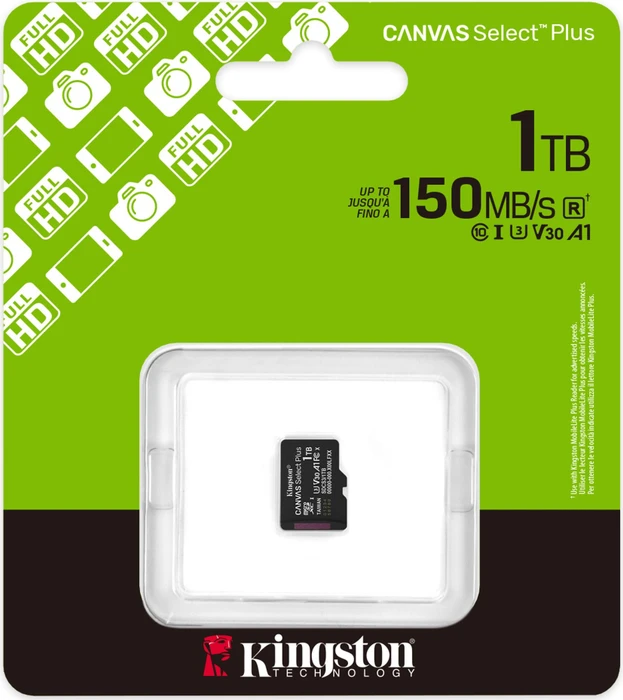 Kingston Canvas Select Plus Gen3 R150 1TB, UHS-I U3, A1, Class 10