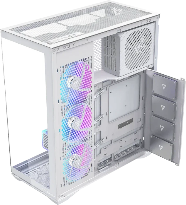 Modecom Volcano Space XL ARGB 5F White, weiß, Glasfenster
